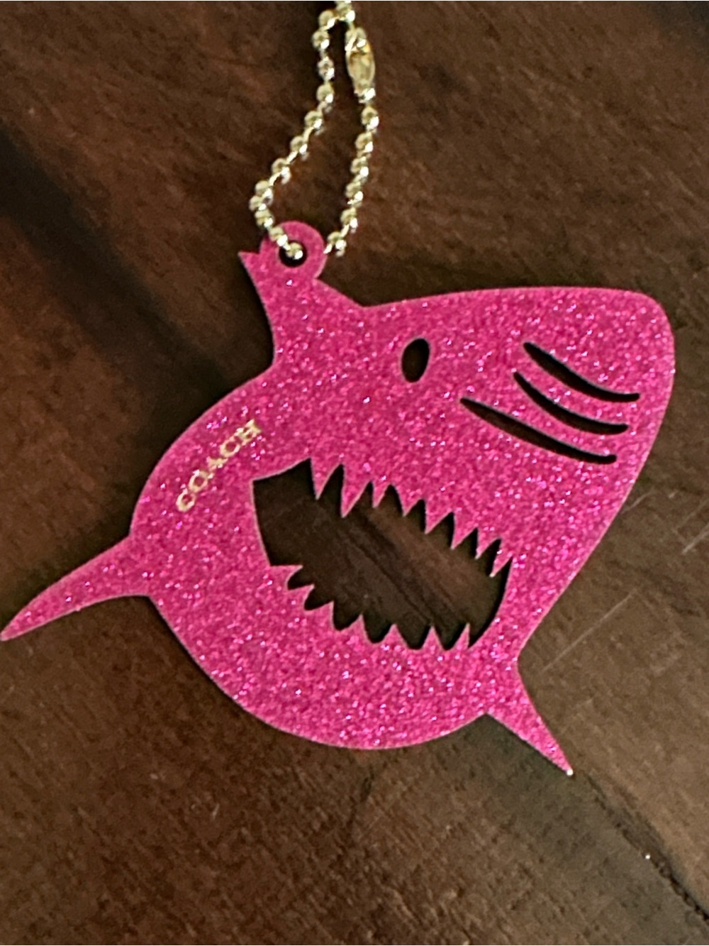 Coach Glitter Sharky Ornament Tag Charm - Pink